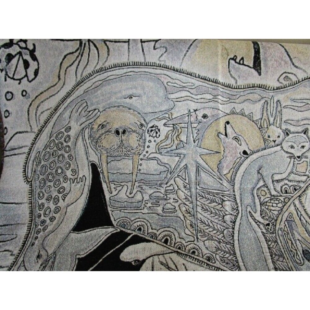 New Large Polar Bear Northwest Woven Cotton Afghan Throw Blanket Arctic Animal - Picture 4 of 5